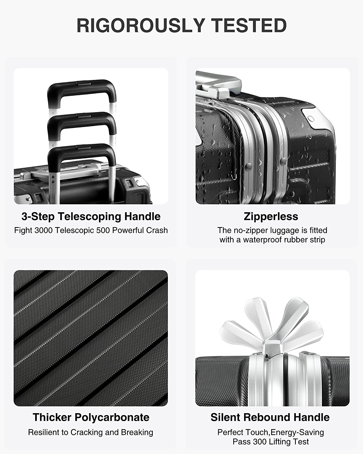 LUGGEX Hard Shell Carry On Luggage with Aluminum Frame - 100% PC No Zipper Suitcase - 4 Metal Corner Hassle-Free Travel (Hard Case Suitcase) - Image 9